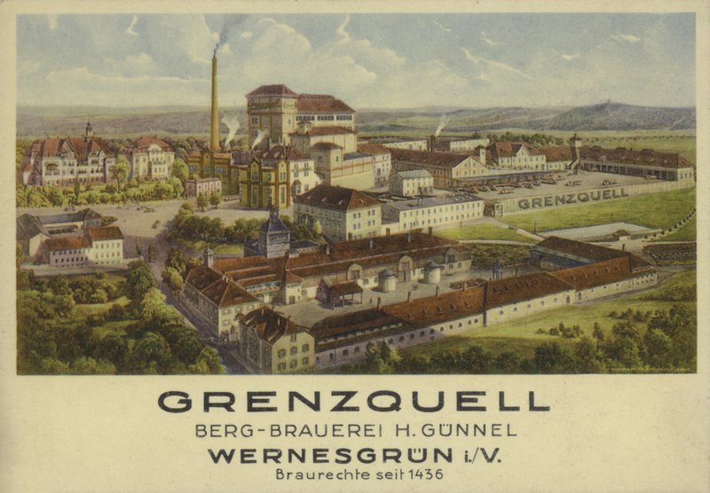 Grenzquell Bira Fabrikası, Wernesgrun, Saksonya, Almanya (renkli taş) by German School