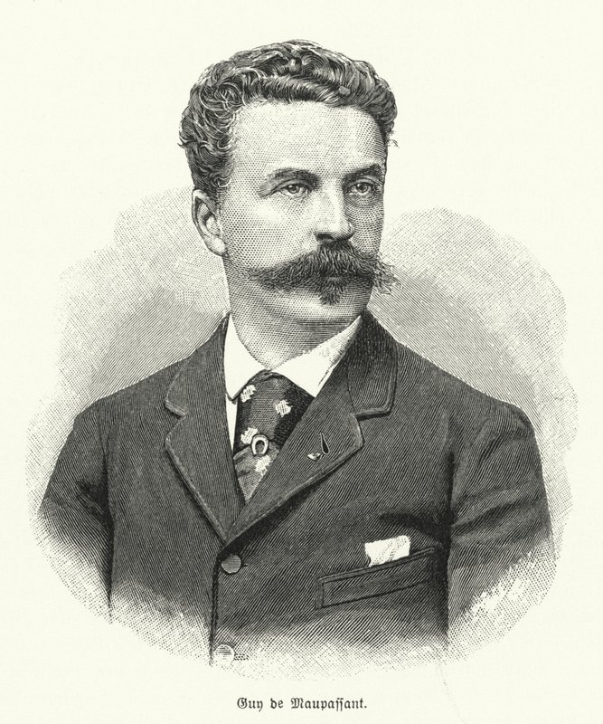 Guy de Maupassant, Fransız kısa öykü yazarı (litho) by German School