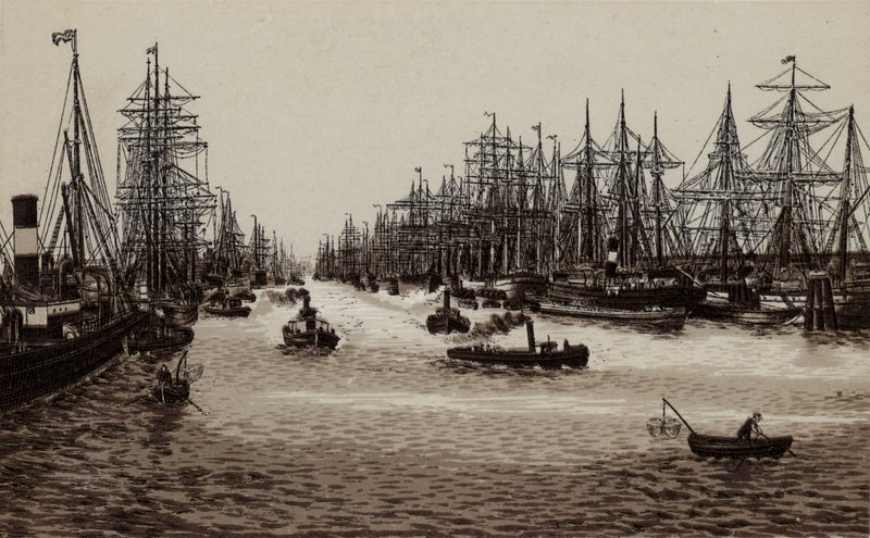 Hamburg: Hafen, The Harbour (lito) by German School