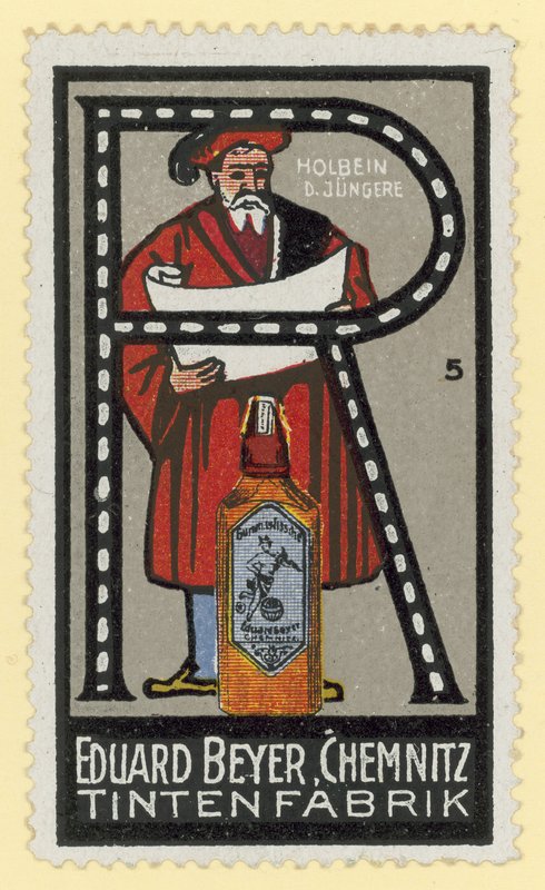 Genç Hans Holbein, Alman ressam (renkli taş baskı) by German School
