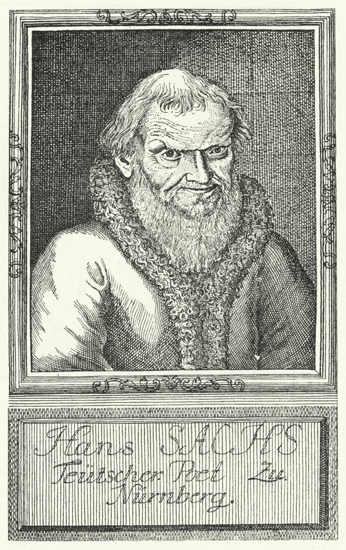 Hans Sachs, Alman oyun yazarı ve yazar (gravür) by German School