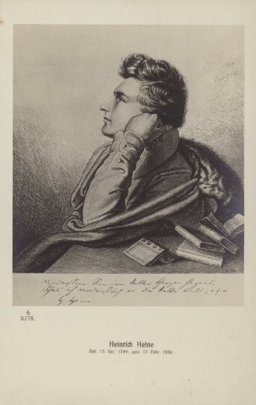 Heinrich Heine (1797-1856), Alman şair (litografi) by German School