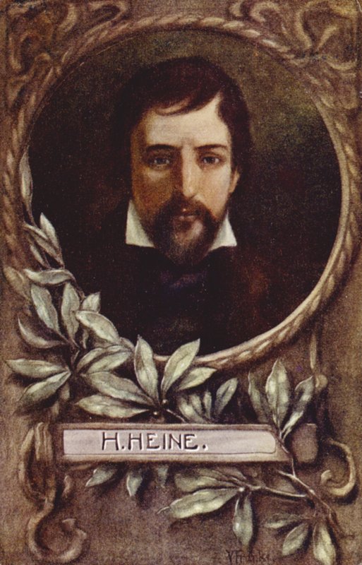 Heinrich Heine, Alman şair (renkli taş) by German School