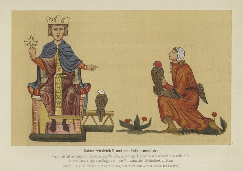 Kutsal Roma İmparatoru II. Frederick ve Şahinlerin Efendisi, 13. Yüzyıl by German School