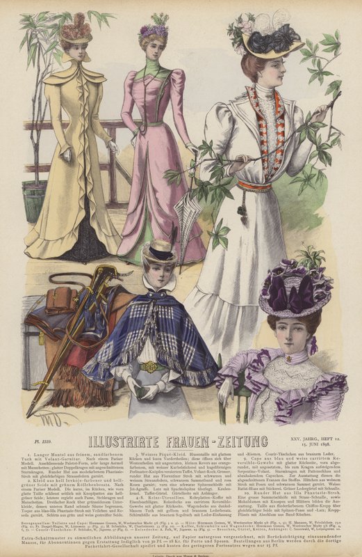 Illustrirte Frauen-Zeitung (renkli taş) için çizim by German School