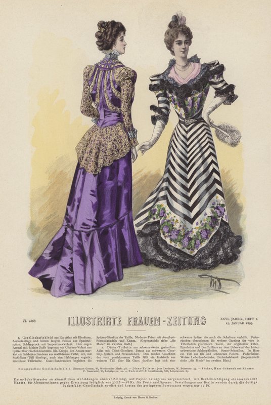 Illustrirte Frauen-Zeitung (renkli taş) için çizim by German School