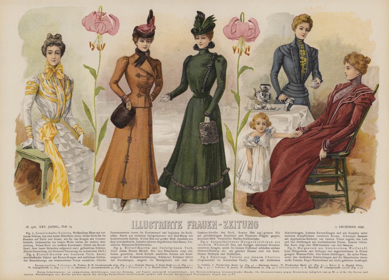 Illustrirte Frauen-Zeitung (renkli taş) için çizim by German School