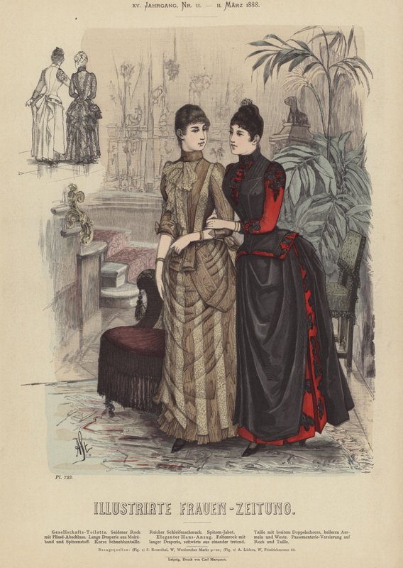 Illustrirte Frauen-Zeitung (renkli taş) için çizim by German School