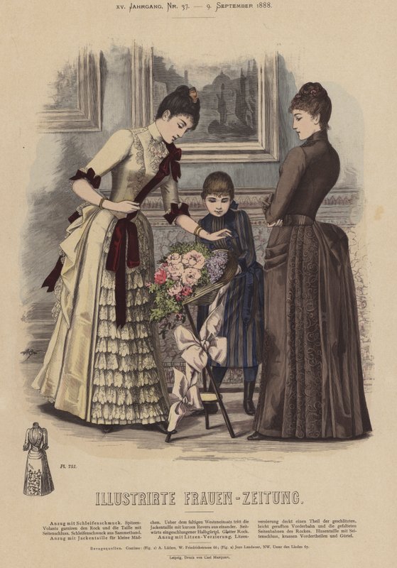 Illustrirte Frauen-Zeitung (renkli taş) için çizim by German School
