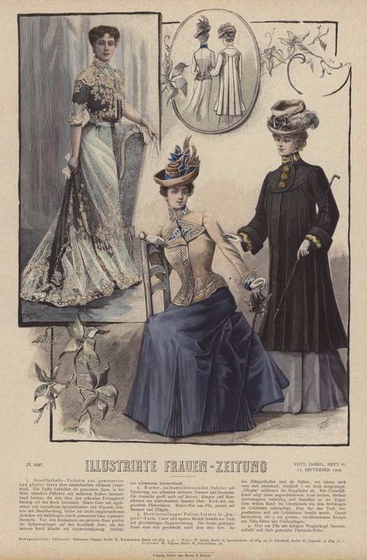 Illustrirte Frauen-Zeitung (renkli taş) için çizim by German School