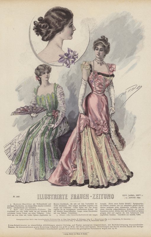 Illustrirte Frauen-Zeitung (renkli taş) için çizim by German School