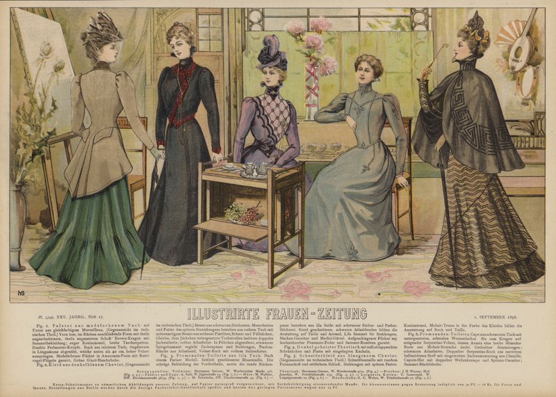 Illustrirte Frauen-Zeitung (renkli taş) için çizim by German School