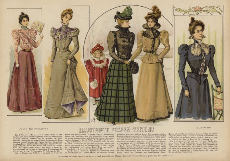 Illustrirte Frauen-Zeitung (renkli taş) için çizim by German School