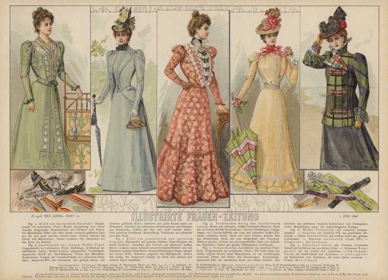 Illustrirte Frauen-Zeitung (renkli taş) için çizim by German School