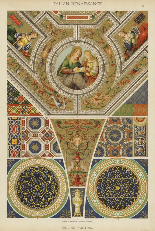 İtalyan Rönesansı, Tavan Resmi (renkli taş) by German School