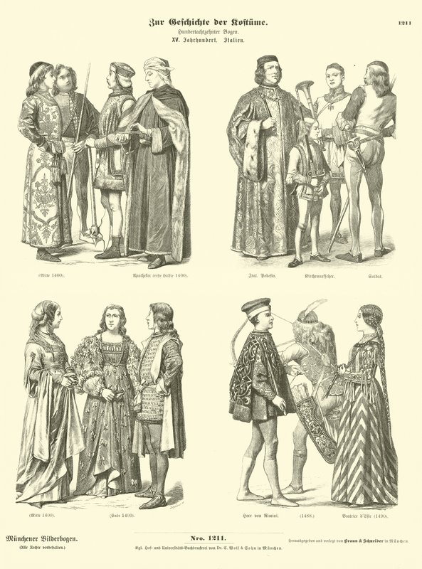 İtalyan kostümleri, 15. Yüzyıl by German School