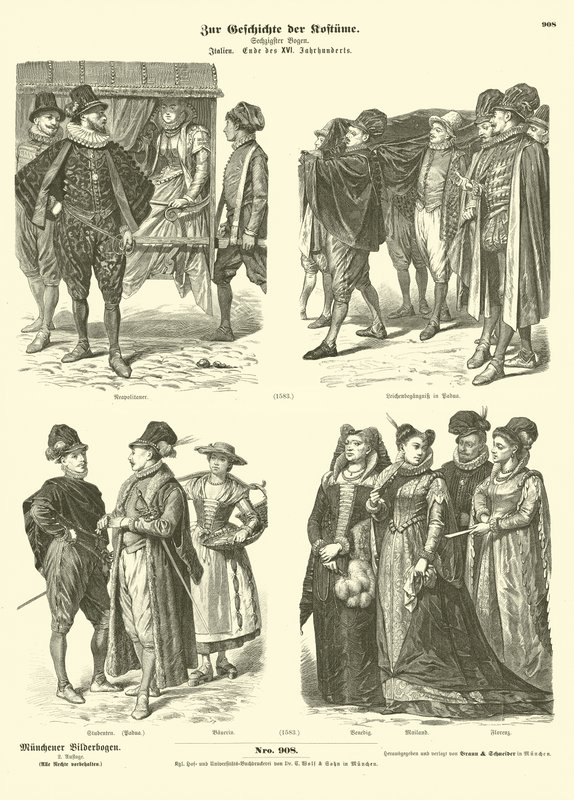 İtalyan kostümleri, 16. yüzyıl sonu by German School