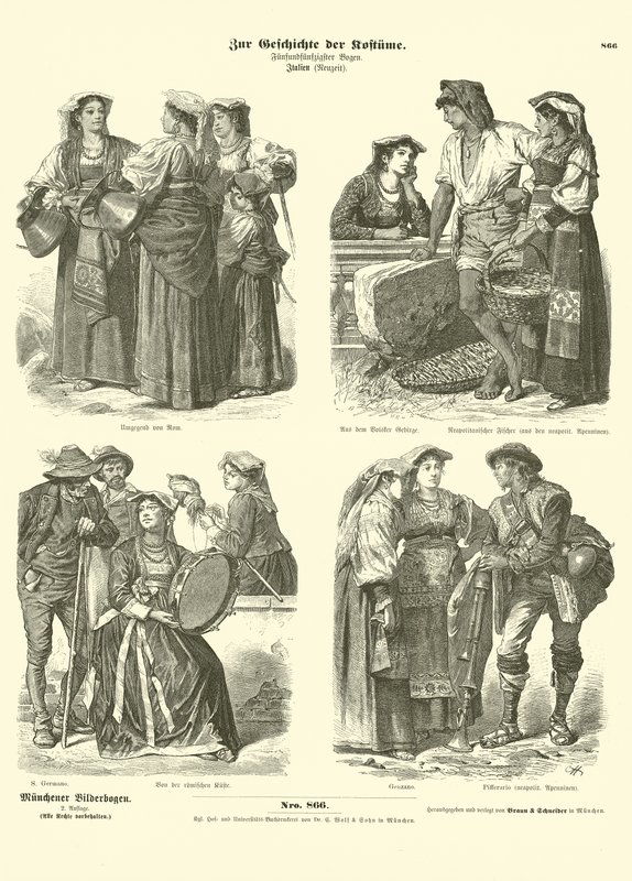 İtalyan kostümleri, 19. yüzyıl sonu by German School