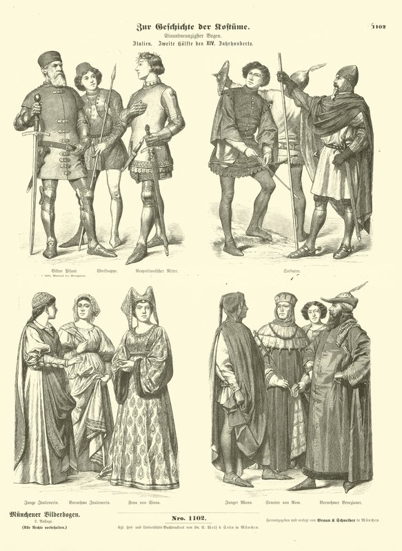 İtalyan kostümleri, 14. yüzyılın ikinci yarısı by German School
