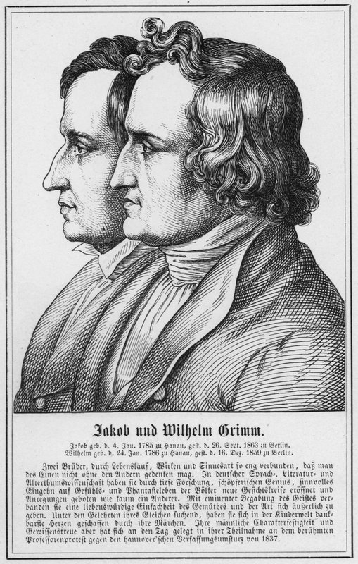 Jacob ve Wilhelm Grimm (gravür) by German School