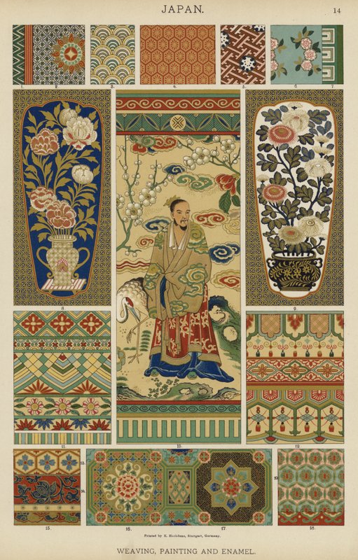 Japonya, Dokuma, Boyama ve Emaye (renkli taş) by German School