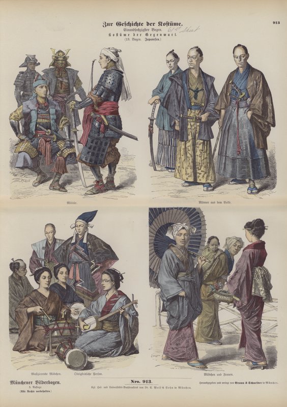 Japon kostümleri (renkli gravür) by German School