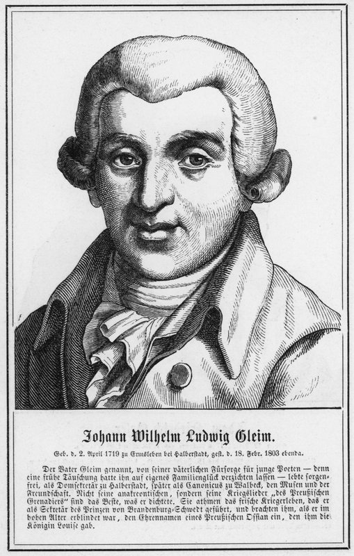 Johann Wilhelm Ludwig Gleim (gravür) by German School
