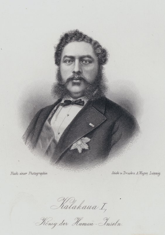 Kalakaua I, Hawaii Adaları Kralı (gravür) by German School