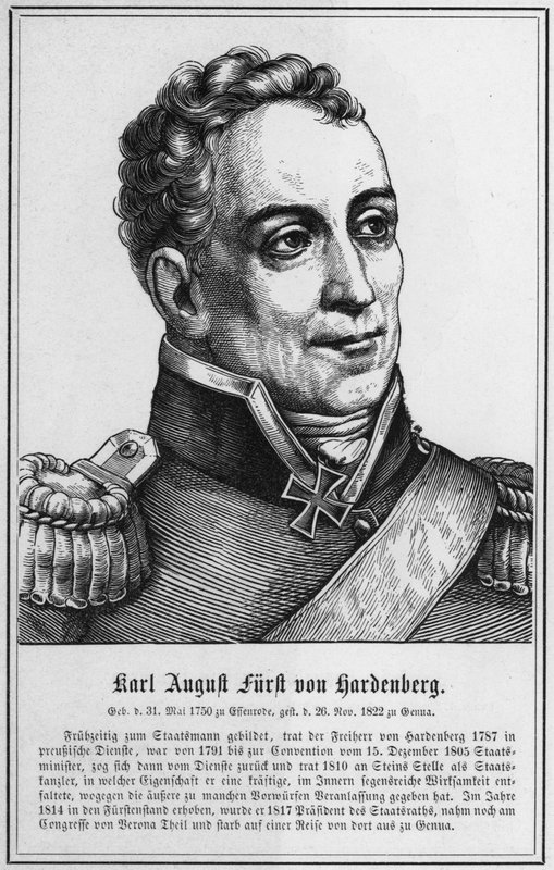 Karl August Furst von Hardenberg (gravür) by German School