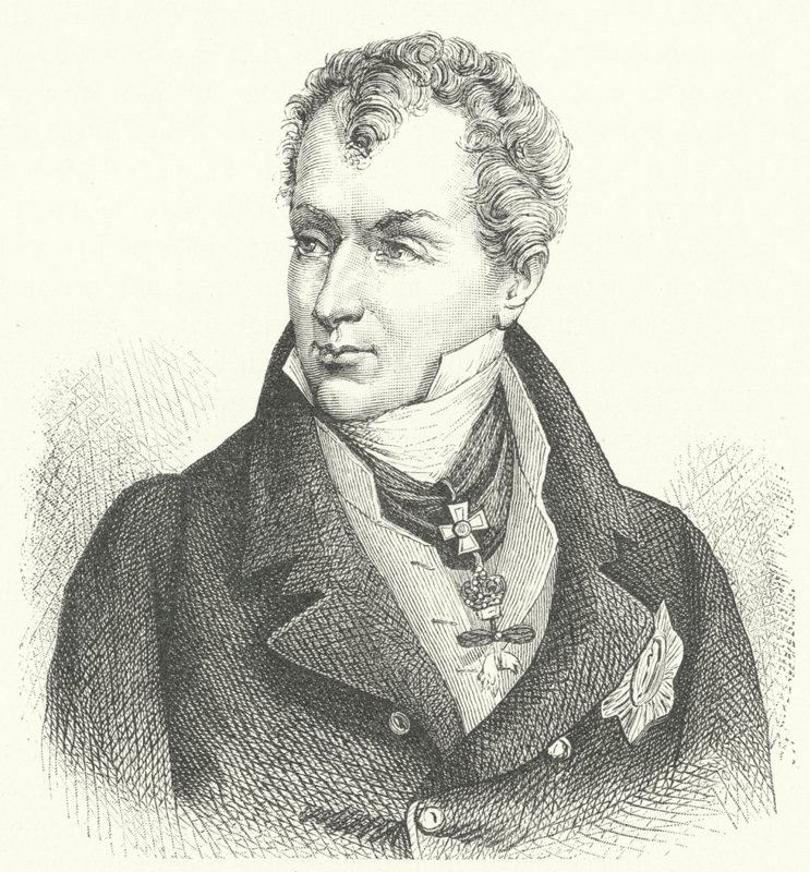 Klemens von Metternich, Metternich-Winneburg Prensi, Alman diplomat ve devlet adamı (gravür) by German School