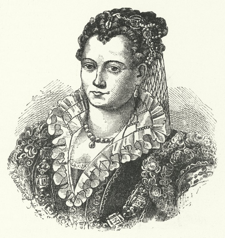 Lucrezia Borgia, Ferrara, Modena ve Reggio Düşesi eşi (gravür) by German School
