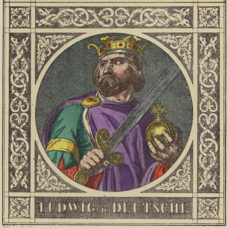Ludwig D Deutsche, 840-876 (renkli gravür) by German School