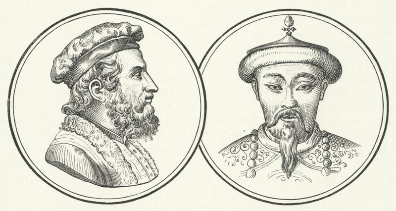 Marco Polo ve Kubilay Han (gravür) by German School