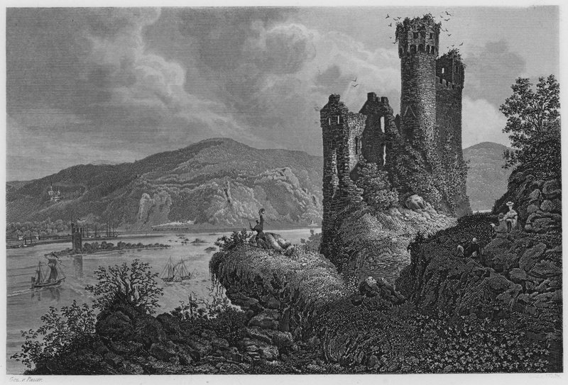 Mausethurm ve Ehrenfels (gravür) by German School
