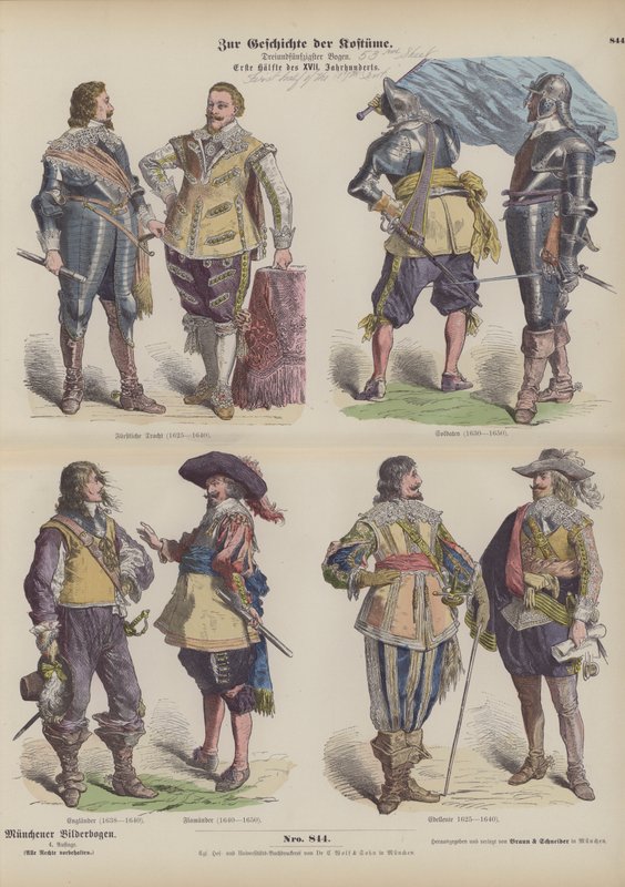 17. yüzyılın ilk yarısının erkek kostümleri (renkli gravür) by German School