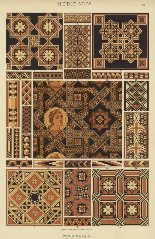 Orta Çağ, Ahşap Mozaik (renkli taş) by German School