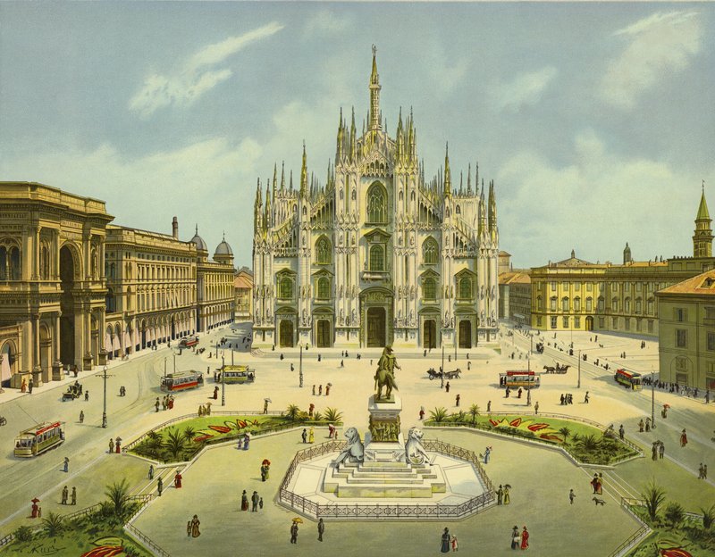 Milano, Piazza del Duomo (chromolitho) by German School