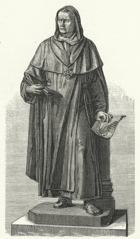 Lauingen, Bavyera (gravür) doğduğu yerde Alman Saint Albertus Magnus Anıtı by German School