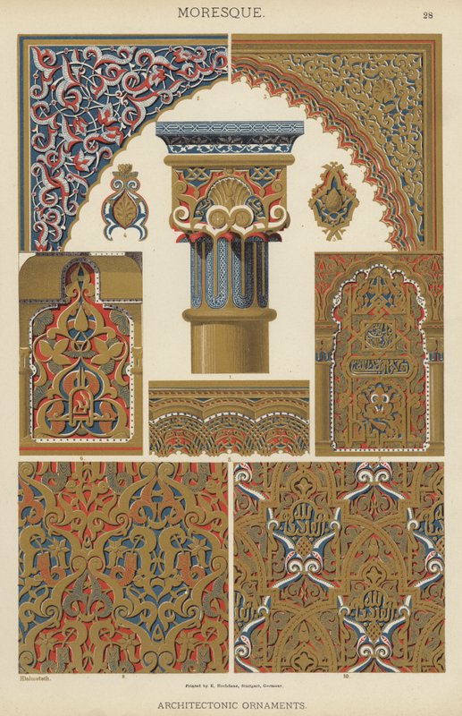 Moresque, Mimari Süsler (renkli taş) by German School