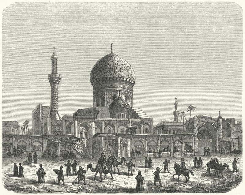 Ahmed Khiaga Camii ve pazar meydanı, Bağdat (gravür) by German School