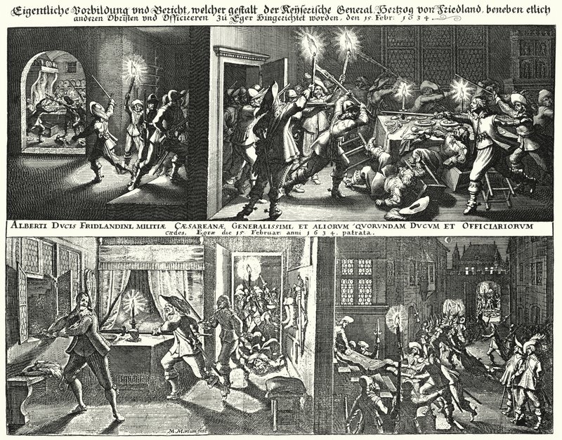 Albrecht von Wallenstein ve destekçilerinin öldürülmesi by German School