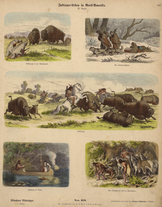 Yerli Amerikalılar (renkli gravür) by German School