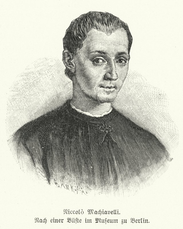 Niccolo Machiavelli, İtalyan diplomat, politikacı, filozof ve yazar (lito) by German School