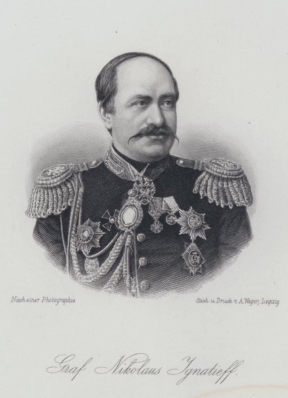 Nikolay Ignatyev, Rus devlet adamı ve diplomat (gravür) by German School