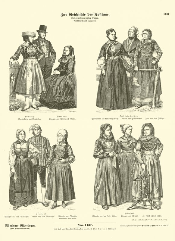 Kuzey Alman kostümleri, 19. yüzyıl sonu by German School