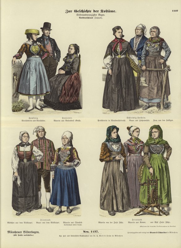 Kuzey Alman kostümleri, 19. yüzyıl sonu by German School