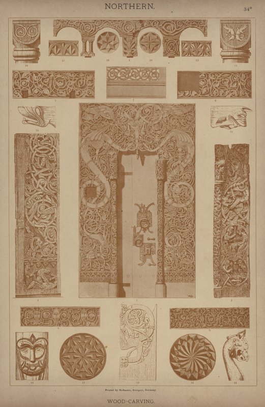 Kuzey, Ahşap Oyma (renkli taş) by German School
