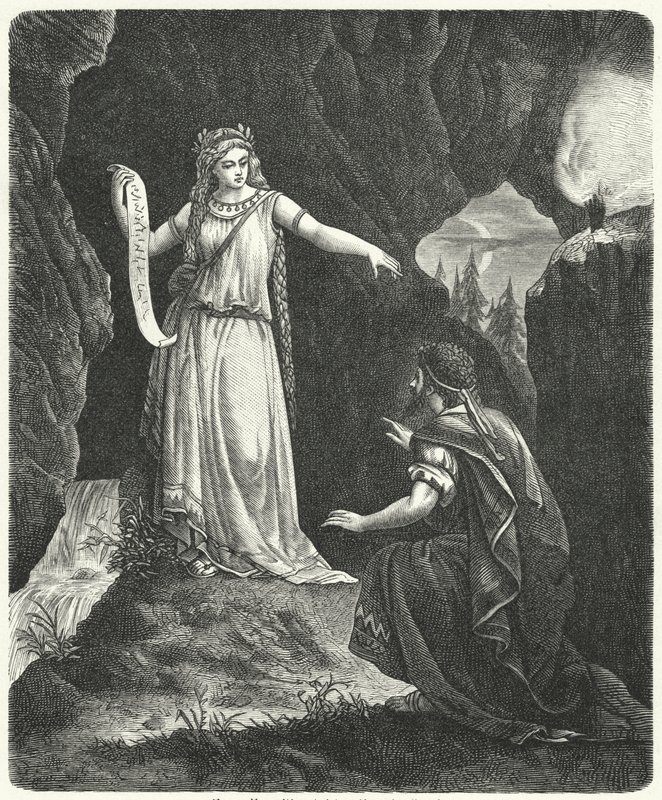 Su perisi Egeria ile Numa Pompilius (gravür) by German School
