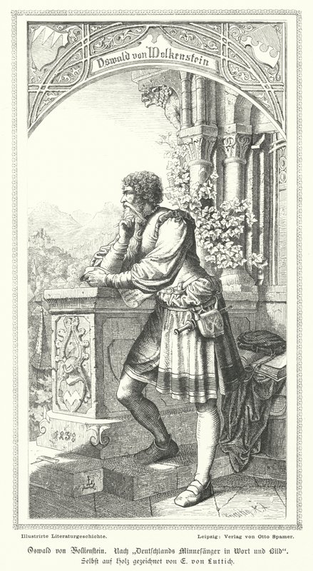 Oswald von Wolkenstein, Alman şair, besteci ve diplomat (gravür) by German School