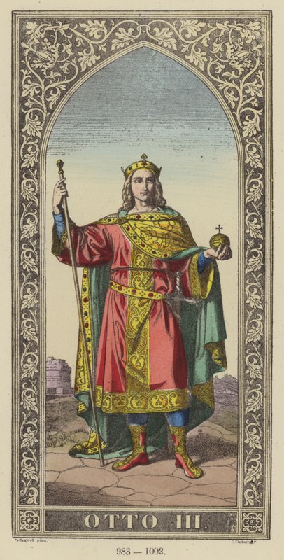 Otto III, 983-1002 (renkli gravür) by German School